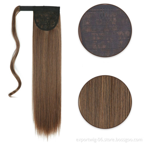 Synthetic Long Straight Ponytail Extension Natural Hairpiece Headwear Wrap Around Ponytail Clip in Hair Extensions